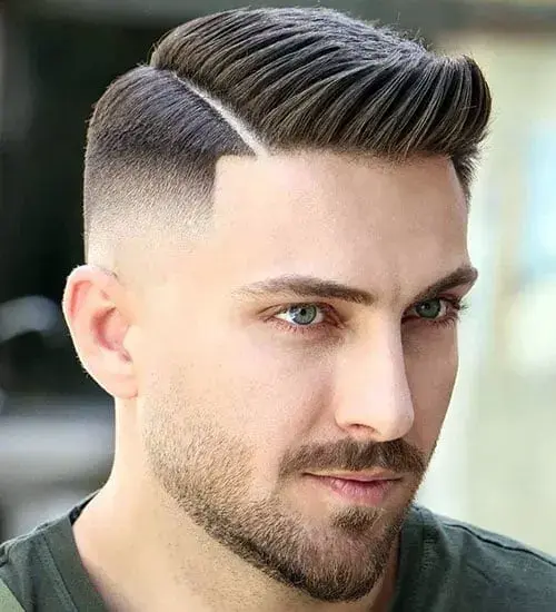Hard Side Part with Mid Bald Fade