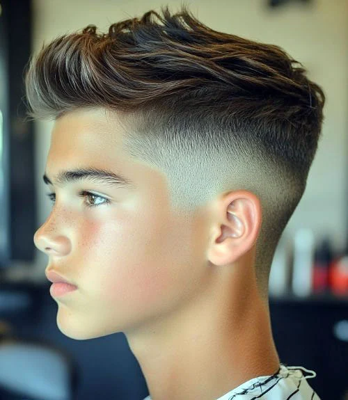 Modern Quiff with Mid-Low Skin Fade