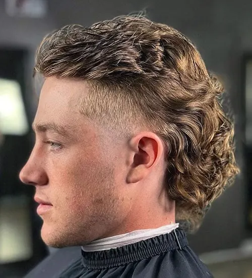 Mullet Fade with Curly Back