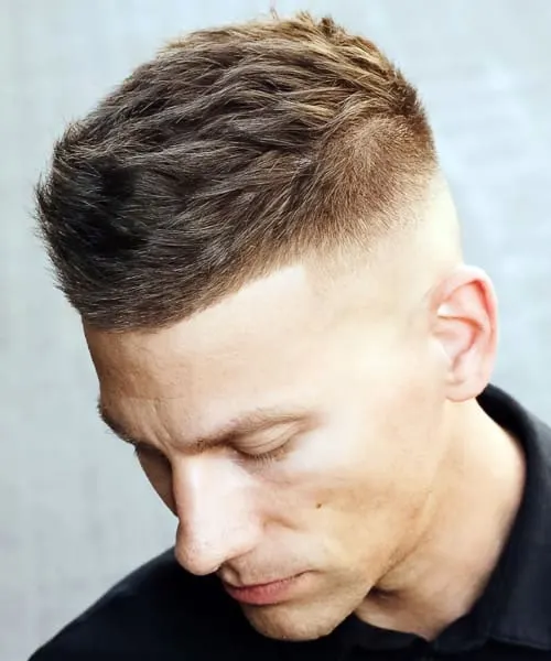 Side Swept Crew Cut with Shaved Sides