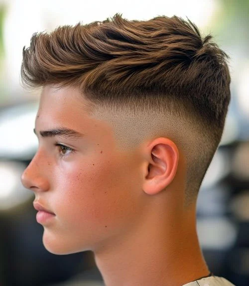 Textured Short Spiky Hair with Mid Skin Fade