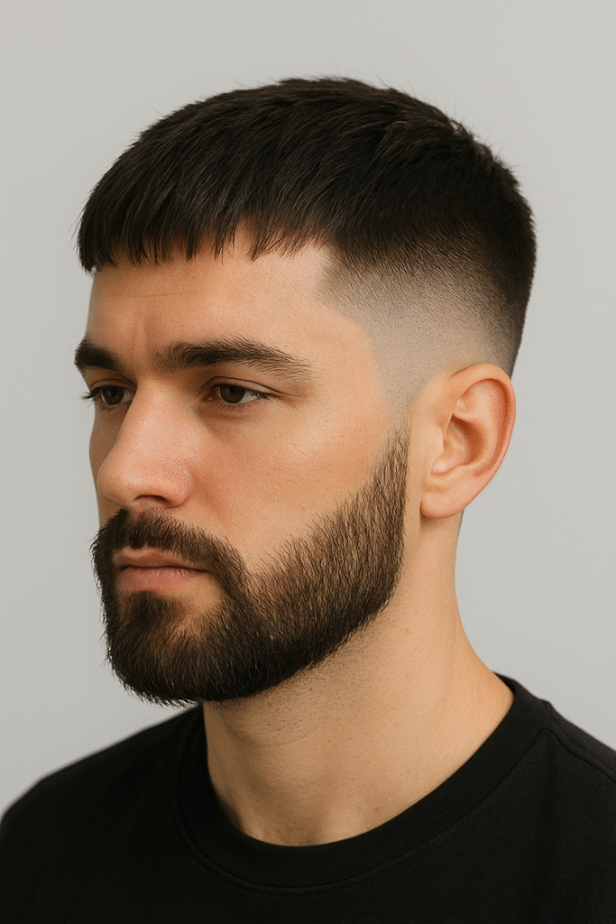 low taper fade with beard