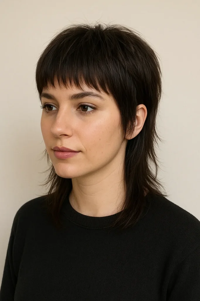 Tapered Mullet with Bangs