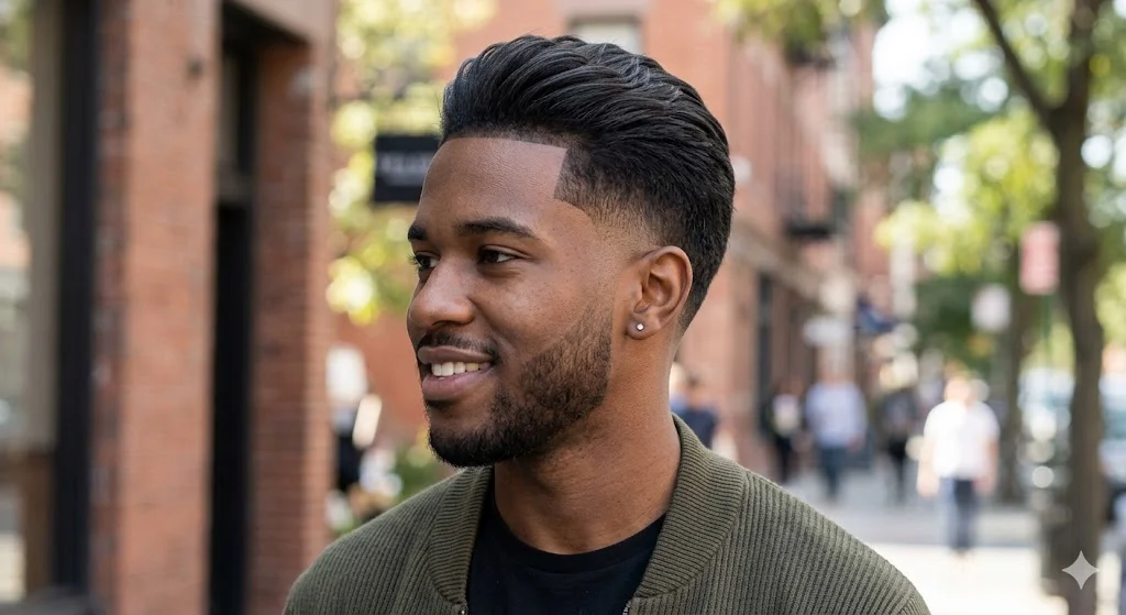  Straight Hair Burst Fade